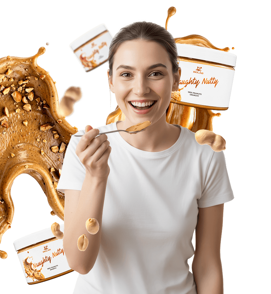 Uśmiechnięta kobieta próbująca pastę z nerkowców NN